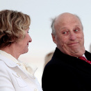 King Harald and Queen Sonja both celebrated their 75th anniversaries in 2012. The official celebrations took place 31 May, with sweetbuns and juice for the children in the Palace Square and a concert on the roof of Oslo Opera House (Photo: Stian Lysberg Solum / NTB scanpix)